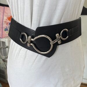 Elegant Black Belt with Silver Accents